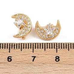 真鍮マイクロパヴェセラーキュービックジルコニアスペーサーバー  ニッケルフリー  18KGP本金メッキ  ムーン  11x8.5x7mm  穴：1.5mm&nbsp;KK-F910-23G-04