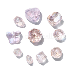 Abカラーメッキガラスビーズ100個。  多面カット  混合形状  ピンク  6~10x14~10mm  穴：1~1.5mm&nbsp;GLAA-CJ0001-98