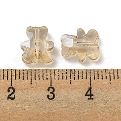 100個の電気メッキガラスビーズ  パール光沢メッキ  クマ  バリーウッド  9.5x8.5x3.5mm  穴：1mm&nbsp;EGLA-P058-PL02