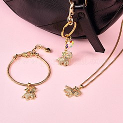 5個ラックメッキ真鍮マイクロパヴェキュービックジルコニアペンダント  カドミウムフリー＆鉛フリー  象  18KGP本金メッキ  21x22x4mm  穴：4x4mm&nbsp;ZIRC-SZ0003-74
