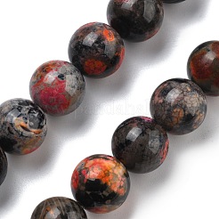天然マルチカラー瑪瑙ビーズ連売り  染め＆加熱  ラウンド  ブラック  14mm  穴：1.5mm  約28個/連  15.31''（38.9センチメートル）&nbsp;G-A261-B06-14mm