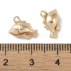 真鍮チャーム  カドミウムフリー＆ニッケルフリー＆鉛フリー  魚  18KGP本金メッキ  9x11x5mm  穴：1mm&nbsp;KK-H482-14A-G