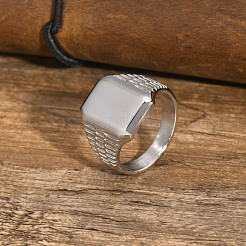 Rectangle 304 Stainless Steel Finger Rings for Men&nbsp;FS-WG80AFC-09