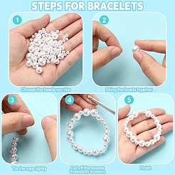 4 スタイル ABS プラスチック模造真珠ビーズ  ラウンド  ホワイト  4~10mm  穴：1.6~2.3mm&nbsp;KY-YW0001-72C