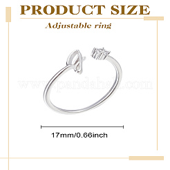 1Pc Letter Brass Rhinestone Open Cuff Rings for Women&nbsp;AJEW-LP0004-47I-S