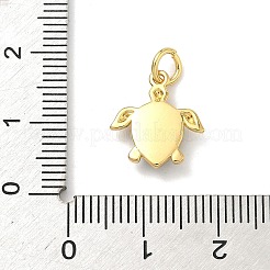 真鍮製エナメルペンダント  亀のチャーム  天然なシェルと  長持ちメッキ  ラックめっき  丸カン付き  18KGP本金メッキ  ブラック  14x13x3mm&nbsp;KK-H534-12G-01