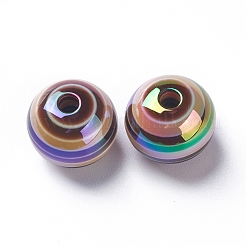 ストライプ柄樹脂ビーズ  ABカラー  ロンデル  ココナッツブラウン  15.5~16x13.5~14.5mm  穴：2.5~3.5mm&nbsp;RESI-B014-01B-07