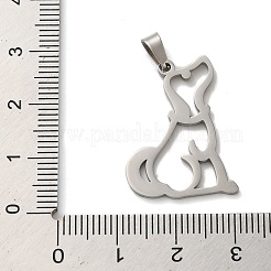 変色しない304ステンレススチールペンダント  レーザー切断  犬チャーム  ステンレス鋼色  27x19x1mm  穴：6x3mm&nbsp;STAS-O005-15P