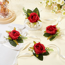 4Pcs Silk Imitation Rose Wrist Corsages&nbsp;AJEW-CP0008-46