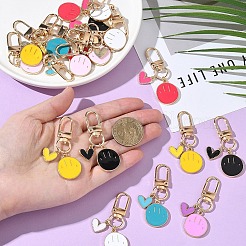 35Pcs 7 Colors Alloy Enamel Smiling Face & Heart Pendant Decorations&nbsp;HJEW-YW00286