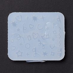 ライン＆リング＆ハート＆スター＆クラウン＆スクエア＆長方形＆カントスフィア充填シリコンモールド  レジン型  紫外線樹脂とエポキシ樹脂のジュエリークラフト用充填シリコンモールド  レジン型  UVレジン＆エポキシレジンジュエリークラフト作り用  ホワイト  54.5x64.5x5.3mm&nbsp;DIY-M029-02