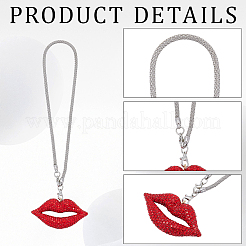 2Pcs 2 Colors Rhinestone Lip Pendant Decorations&nbsp;HJEW-CY0001-02