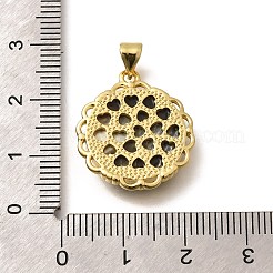真鍮と天然貝の彫刻ペンダント  ラックめっき  月と猫のフラットラウンド  ゴールドカラー  22x19.5x3mm  穴：3x4mm&nbsp;KK-Z091-04G-01