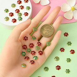 40 個 4 スタイル合金エナメルビーズキャップ  6枚の花びらの花  ミックスカラー  10個/スタイル&nbsp;ENAM-YW0003-97