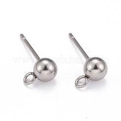 Non-Tarnish 40Pcs 4 Styles 202 Stainless Steel Ball Stud Earring Findings&nbsp;STAS-LS0001-13P