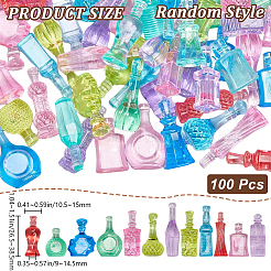100 個のプラスチックビーズ  穴がない  ボトル  ミックスカラー  26.5~38.5x10.5~21x9~14.5mm&nbsp;KY-CP0001-14