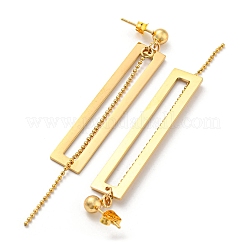 Ion Plating(IP) Golden 304 Stainless Steel Rectangle Dangle Stud Earrings&nbsp;EJEW-D083-09G