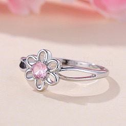 Flower Brass Micro Pave Pearl Pink Cubic Zirconia Finger Rings&nbsp;FS-WGCFB35-03