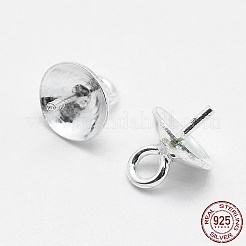 925スターリングシルバーペンダントベイル  片穴パーツ用  銀  6.5x5mm  穴：1mm  ピン：0.5mm&nbsp;STER-E050-08S