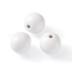 スプレー塗装された天然木ヨーロピアンビーズ  ラウンド  ホワイト  24~25x23mm  穴：5.5mm&nbsp;WOOD-TA0002-24B