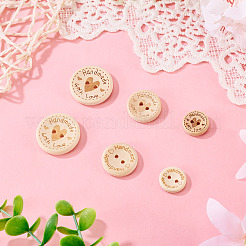 120Pcs 6 Styles Wooden Buttons&nbsp;BUTT-TA0001-33