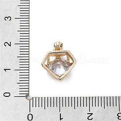 真鍮とK9ガラスのペンダント  ダイヤモンドのチャーム  ライトゴールド  13x12x5.5mm  穴：4x2.5mm&nbsp;KK-Z031-10KCG