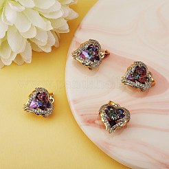4Pcs Brass Rhinestone Pendants&nbsp;KK-SZ0005-34