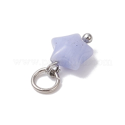 10Pcs 5 Styles Natural White Jade & Rose Quartz & Lepidolite & Green Aventurine & Synthetic Blue Lace Agate Star Charms&nbsp;PALLOY-JF04533