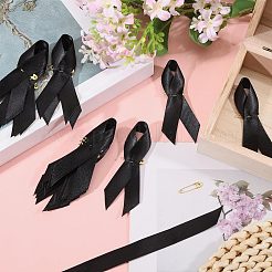 バックパックの服に使える啓発リボンナイロンラペルピンバック100個  鉄ピンと  ブラック  80x35x1mm&nbsp;JEWB-GL0001-03A