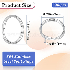 500Pcs 304 Stainless Steel Split Rings&nbsp;STAS-SP0001-66D