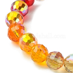 Rainbow Color Faceted Round Glass Stretch Bracelets for Women&nbsp;BJEW-JB09481-02