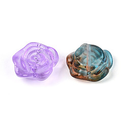 ベーキングペイント透明ガラスビーズ  花バラ  ミックスカラー  18.5x19x7.5mm  穴：1.3~1.5mm&nbsp;DGLA-T004-40A-M