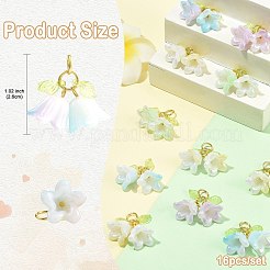16PCSアクリルパーツ  真鍮製の金具と304ステンレススチール製の丸カン付き  花  ゴールドカラー  26mm&nbsp;PALLOY-FS00076