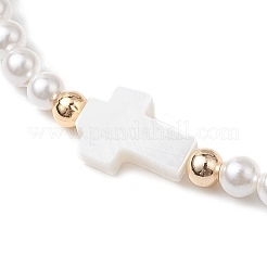 Shell Pearl Braided Bead Bracelets&nbsp;BJEW-JB11479-04
