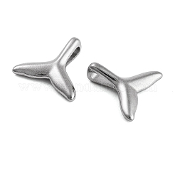 変色しない304ステンレススチールチャーム  フィッシュテールチャーム  ステンレス鋼色  9.5x10.5x3mm  穴：2.5x0.5mm&nbsp;STAS-L082-002P-01