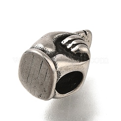 304ステンレススチールヨーロピアンビーズ  大穴ビーズ  ヤシ  アンティークシルバー  14x8x10mm  穴：4.5mm&nbsp;STAS-M100-07AS