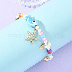 Ocean 304 Stainless Steel Starfish Shell Shape Charm Bracelets&nbsp;BJEW-JB14275