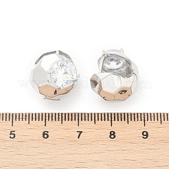 Brass Clear Cubic Zirconia Hoop Earrings&nbsp;EJEW-Q016-08P