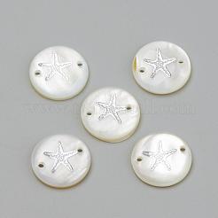 淡水シェルリンクコネクター  フラットラウンド  プラチナ  16x4mm  穴：1.1~1.5mm&nbsp;SHEL-Q009-P