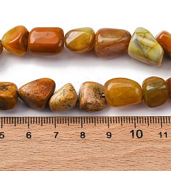 天然石瑪瑙ビーズ連売り  染め  ナゲット  砂茶色  8~12x8~12x8~12mm  穴：1.3mm  約32個/連  14.96''（38センチメートル）&nbsp;G-RM241227-05