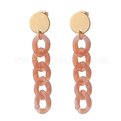 女性のための分厚いアクリルカーブチェーンロングダングルスタッドピアス  ミックスカラー  57x12mm  ピン：0.7mm&nbsp;EJEW-JE04771