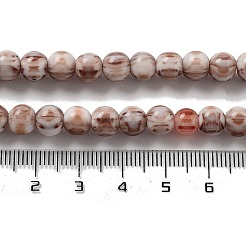 手作りのネパールランプワークビーズ  ラウンド  キャメル  7x6.5mm  穴：1.5mm  約103個/連  25.71''（65.3センチメートル）&nbsp;LAMP-Z008-03G