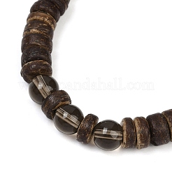 Natural Coconut Rondelle Beads Stretch Bracelets for Women&nbsp;BJEW-JB11635-01