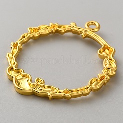 ラックメッキ海洋テーマ合金ペンダント  ゴールドカラー  リングチャーム  クジラ  40.5x34x2.5mm  穴：2.5mm&nbsp;FIND-WH20008-49F