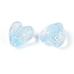 手作りのホイルランプワークビーズ連売り  ハート  ライトスカイブルー  15x15x9~10mm  穴：1.4~1.5mm  約21~26個/連  11.22~14.17''（28.5~36センチメートル）&nbsp;FOIL-T008-08E