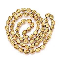 電気メッキガラスビーズセット  スカル  ゴールド  10x8x7.5mm  穴：1mm  約65個/連  25.59''（65センチメートル）&nbsp;EGLA-T021-09P