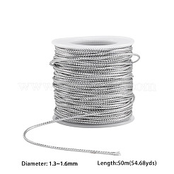 アクセサリー編組糸メタリックコード  銀  1.3~1.6mm  約54.68ヤード（50m）/ロール&nbsp;MCOR-PH0001-01B