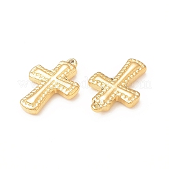 304ステンレスペンダント  クロス  18KGP本金メッキ  19x13x3mm  穴：1.2mm&nbsp;STAS-A075-19G