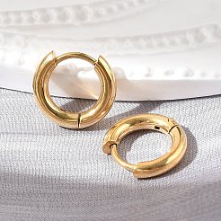 イオンプレーティング（IP）304ステンレススチールハギーフープピアス  316サージカルステンレスピン付き  リング  ゴールドカラー  13x2.5mm  10ゲージ  ピン：0.9mm&nbsp;EJEW-G272-01-8mm-G