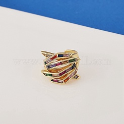 Hug Hand Fingers Cubic Zirconia Cuff Ring&nbsp;X1-RJEW-T016-35G-01